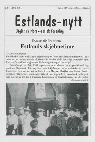 Estlands-nytt : allment tidsskrift for Estlands-interesserte ; 2 (15) 2000-05