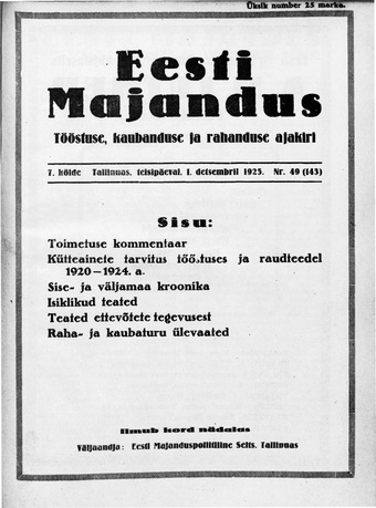 Eesti Majandus ; 49 (143) 1925-12-01