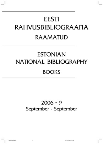 Eesti Rahvusbibliograafia. Raamatud ; 9 2006-09