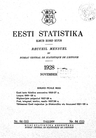 Eesti Statistika : kuukiri ; 84 (11) 1928-11