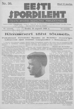 Eesti Spordileht ; 30 1926-08-20