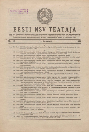 Eesti NSV Teataja ; 13 1944-12-12