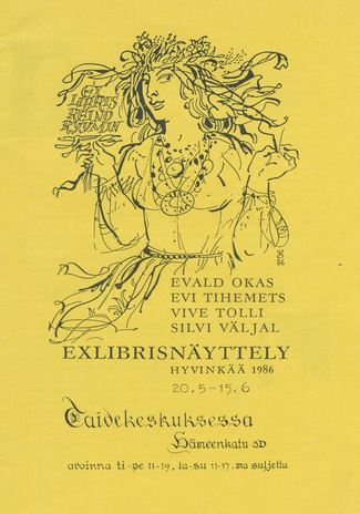 Evald Okas, Evi Tihemets, Vive Tolli, Silvi Väljal : exlibrisnäyttely, Hyvinkää, 1986, 20.5-15.6.