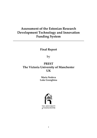 Assessment of the Estonian research development technology and innovation funding system : PREST final report