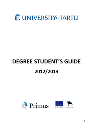 University of Tartu degree student's guide  2012/2013