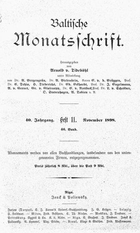 Baltische Monatsschrift ; 11 1898-11