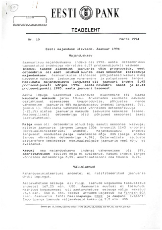 Eesti Pank : teabeleht ; 10 1994-03