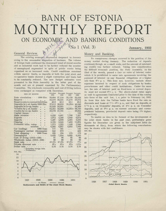 Bank of Estonia : monthly report on economic and banking conditions ; 1 1932-01