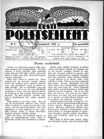 Eesti Politseileht ; 6 1922