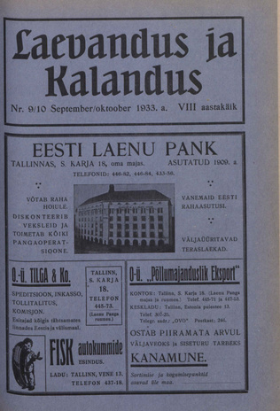 Laevandus ja Kalandus ; 9/10 1933-09/10