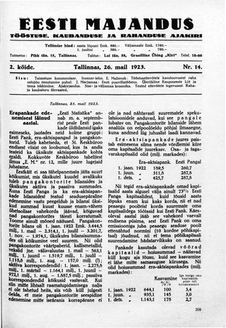 Eesti Majandus ; 14 1923-05-26