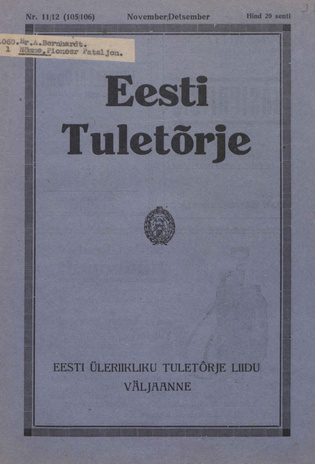 Eesti Tuletõrje : tuletõrje kuukiri ; 11/12 (105/106) 1933-11/12