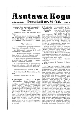 Asutawa Kogu protokoll nr.80 (53) (7. november 1919)