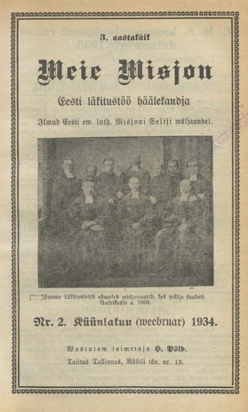 Meie Misjon : Eesti läkitustöö häälekandja ; 2 1934-02