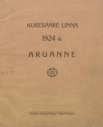 Kuressaare linna 1924 a. aruanne