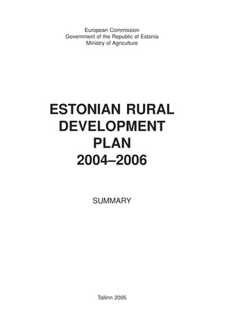 Estonian rural development plan 2004-2006 : summary
