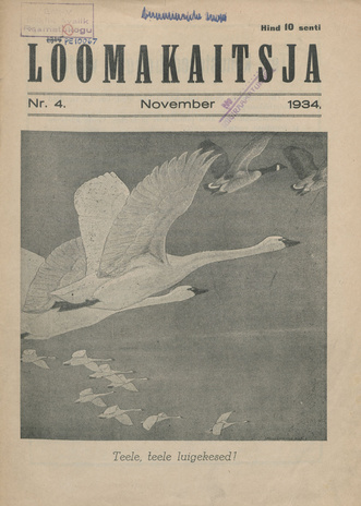 Loomakaitsja : Eesti Loomakaitse Liidu häälekandja ; 4 1934-11
