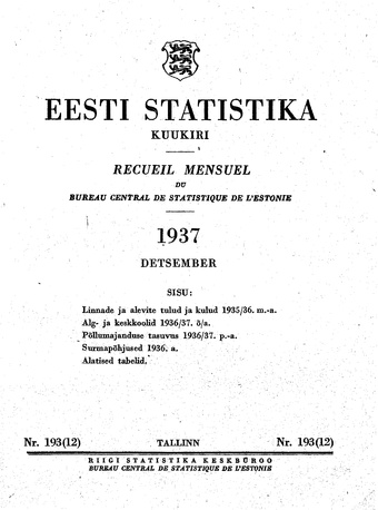 Eesti Statistika : kuukiri ; 193 (12) 1937-12