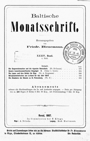 Baltische Monatsschrift ; 4 1887