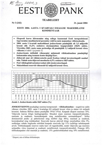 Eesti Pank : teabeleht ; 3 (242) 2004-06-21