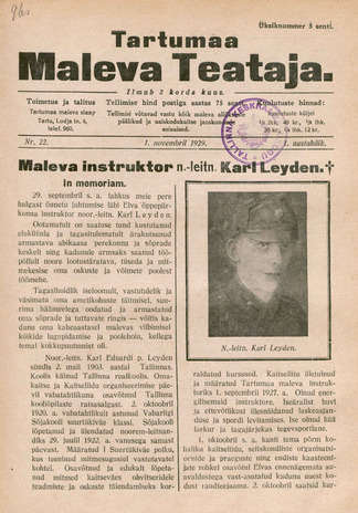 Tartumaa Maleva Teataja ; 22 1929-11-01