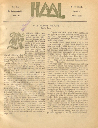 Hääl : kunsti, teaduse ja belletristika kuukiri ; 23 1933-12-02