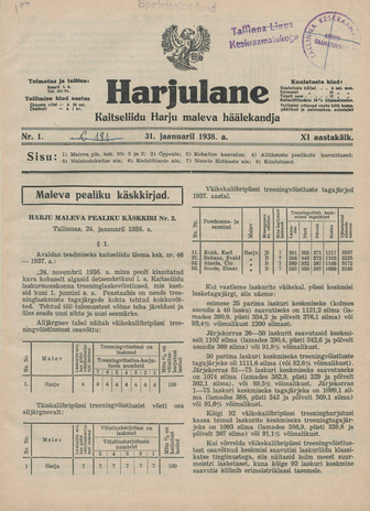 Harjulane : Kaitseliidu Harju Maleva häälekandja ; 1 1938-01-31