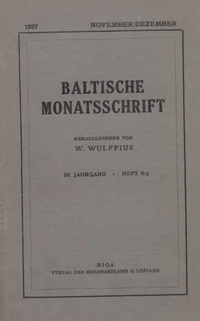Baltische Monatsschrift ; 8/9 1927-11/12