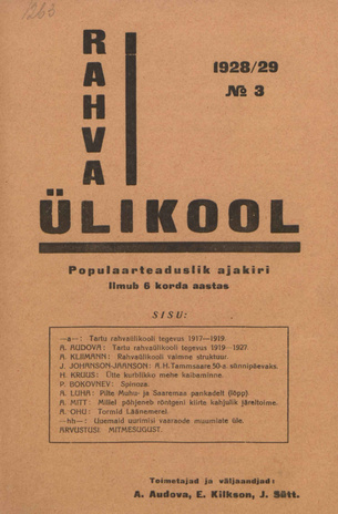 Rahvaülikool : populaarteaduslik ajakiri ; 3 1928-01