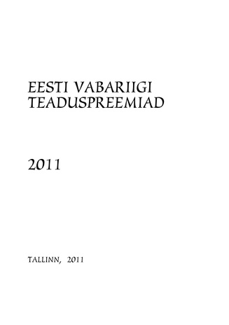 Eesti Vabariigi teaduspreemiad ; 2011