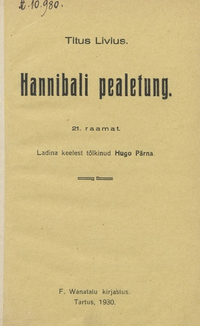 Hannibali pealetung : 21. raamat