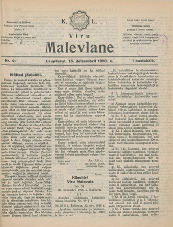 K. L. Viru Malevlane ; 2 1928-12-15