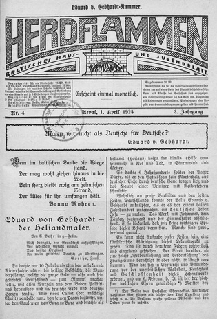 Herdflammen : Baltisches Haus- und Jugendblatt ; 4 1925-04-01