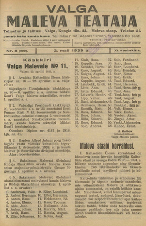 Valga Maleva Teataja ; 8 (222) 1939-05-02