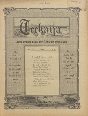 Teekäija : Eesti Baptisti Koguduse Ühenduse häälekandja ; 14 1924-07-15