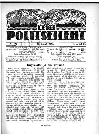 Eesti Politseileht ; 26 1922