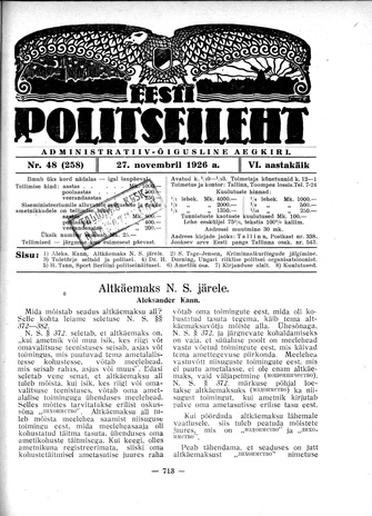 Eesti Politseileht ; 48 1926