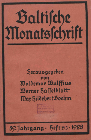 Baltische Monatsschrift ; 2/3 1928