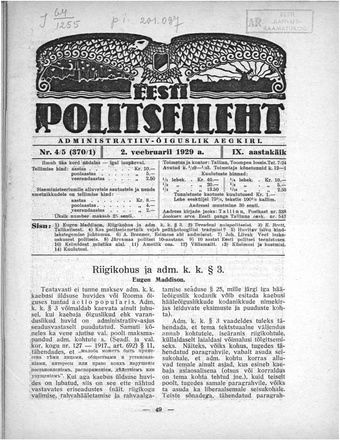 Eesti Politseileht ; 4-5 1929