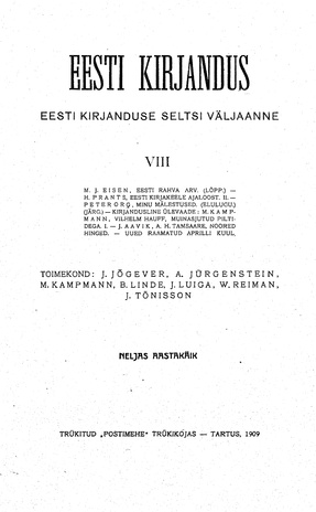 Eesti Kirjandus ; 8 1909