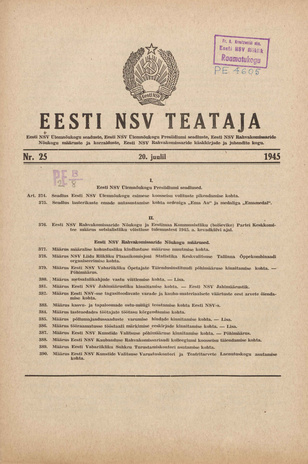 Eesti NSV Teataja ; 25 1945-07-20