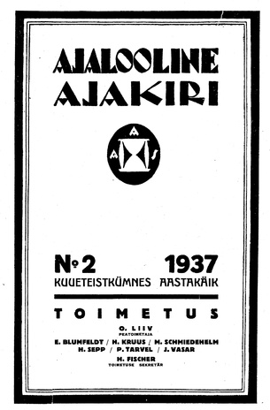 Ajalooline Ajakiri ; 2 1937