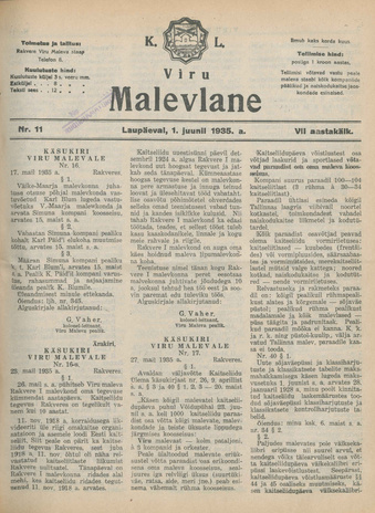 K. L. Viru Malevlane ; 11 1935-06-01