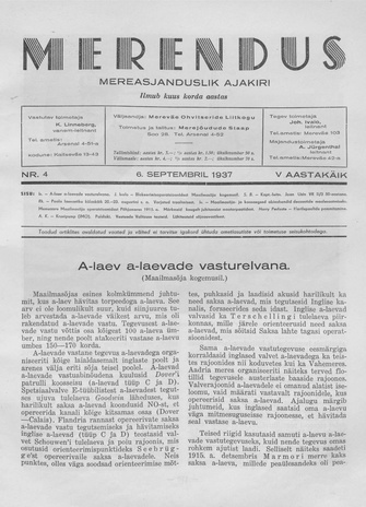 Merendus : mereasjanduslik ajakiri ; 4 1937