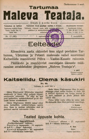 Tartumaa Maleva Teataja ; 13 (60) 1931-09-01