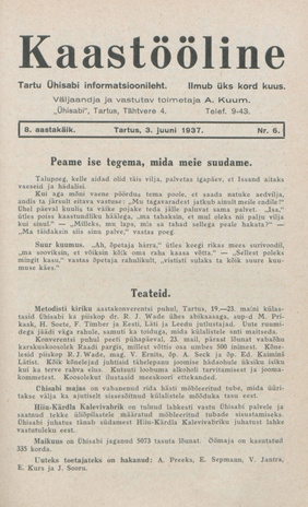 Kaastööline : Tartu Ühisabi Informatsioonileht ; 6 1937-06-03