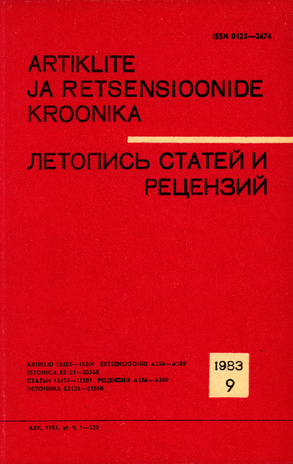 Artiklite ja Retsensioonide Kroonika = Летопись статей и рецензий ; 9 1983-09