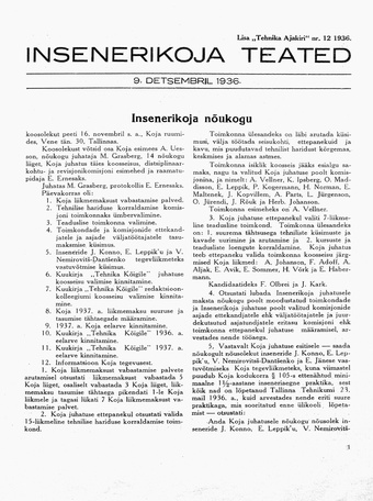 Insenerikoja Teated : ajakiri ; 12 1936-12-09