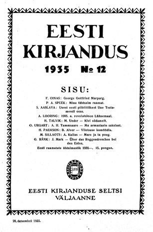 Eesti Kirjandus ; 12 1935