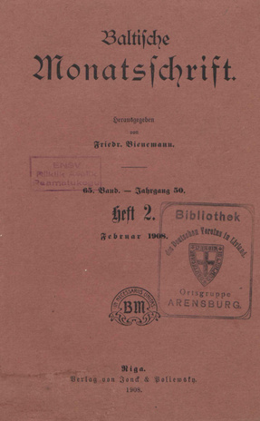 Baltische Monatsschrift ; 2 1908-02
